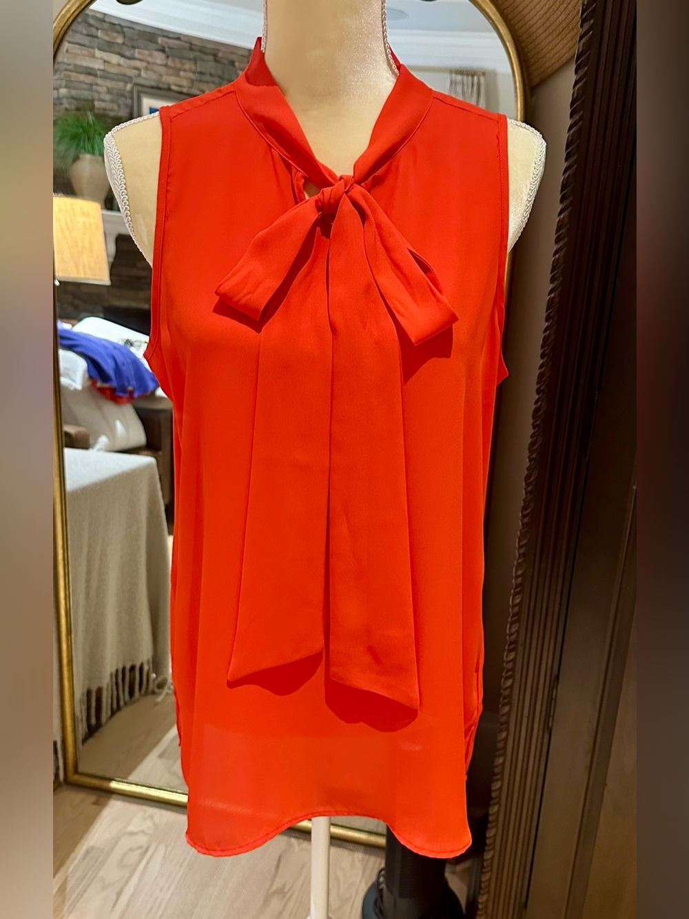 Valerie Stevens Bright Red Sleeveless Tie-Neck Camisole
